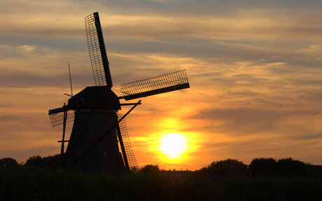 zonsondergang, Kinderdijk