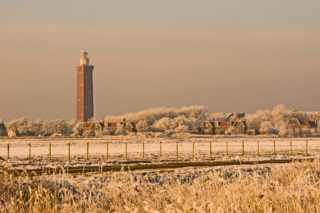 Vuurtoren in de winter.