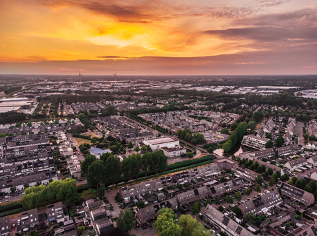 Drone foto zonsondergang Ede