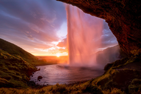 Sunset waterfall