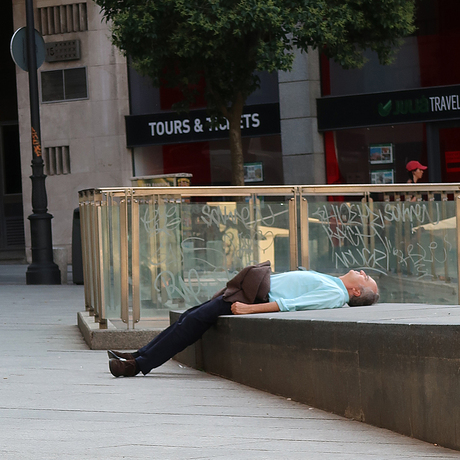 Bijzondere man in Madrid.