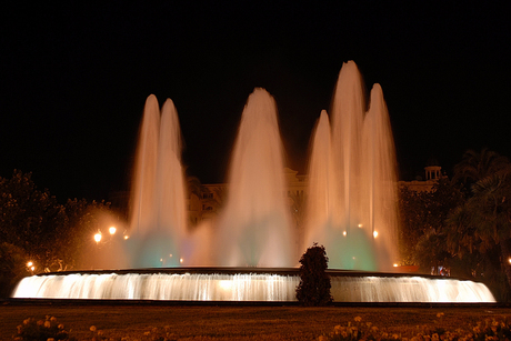 Fountain by a little light