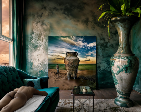 Interieur met vazen