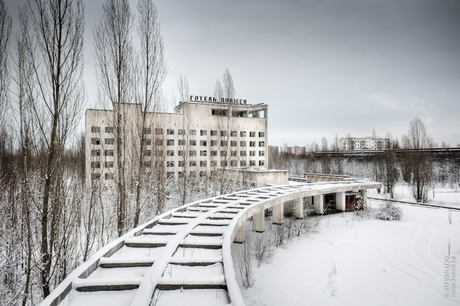 Pripyat in de sneeuw