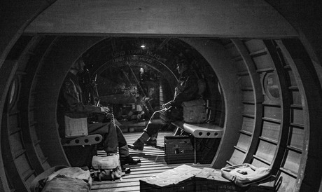 achterin het vliegtuig