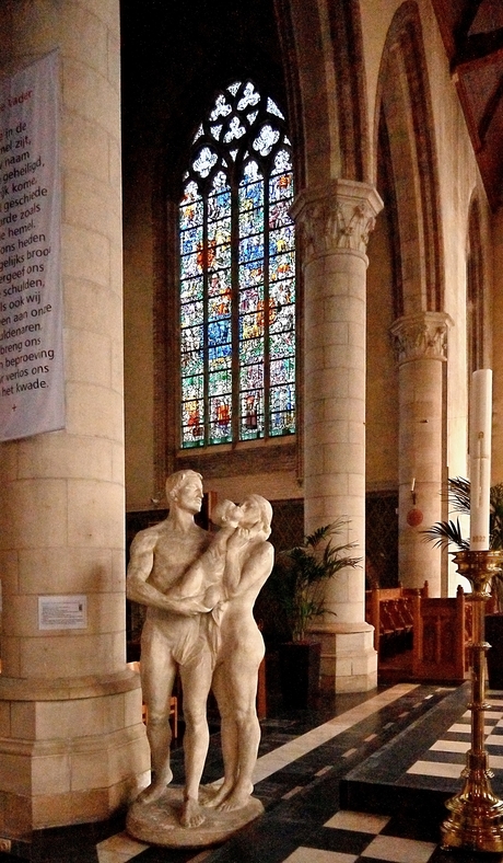 Beeld van de beeldhouwer Pieter Braecke in de Onze Lieve Vrouw Kerk te Nieuwpoort.