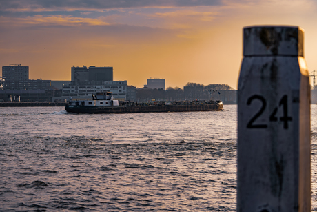 Vrachtschip bij Rotterdam