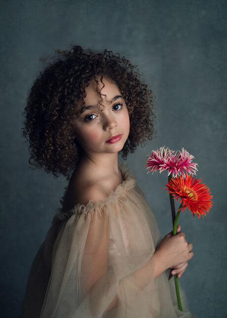 Childrens Portrait with Flowers