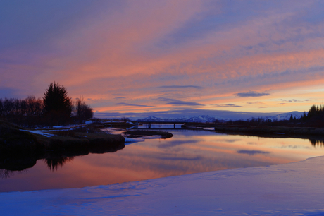 Zonsondergang Thingvellir Iceland