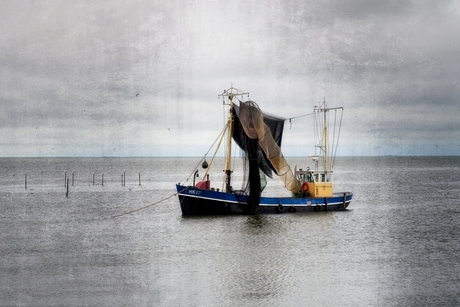 Vissersboot langs de Markerwaarddijk