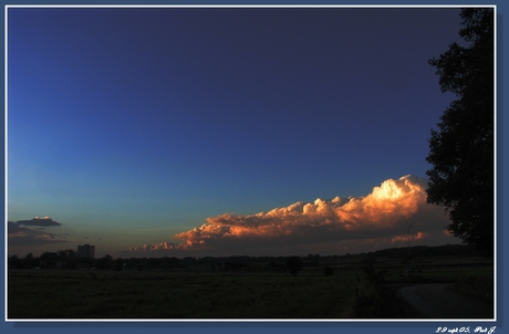 De zon achter de wolken.