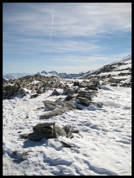 Rocks on snow