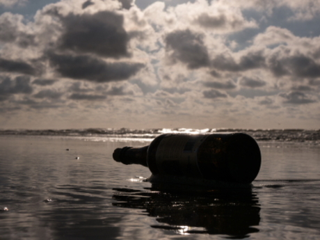 Fles op het strand