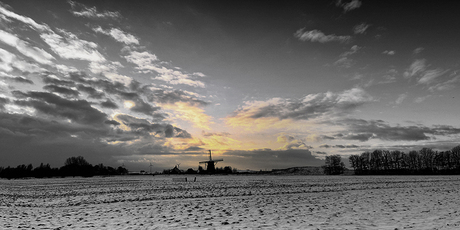 Besneeuwd polderpanorama