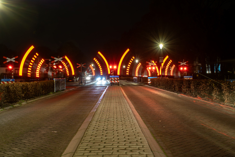 spoorbomen in beweging