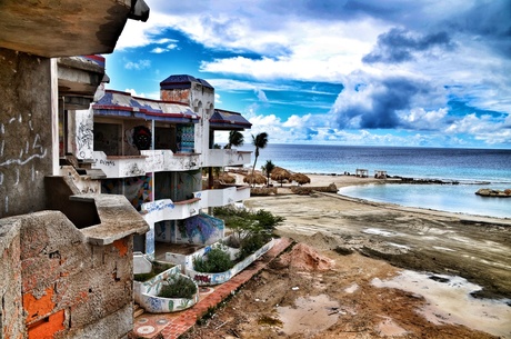Old ruin of an unfinished hotel from Pablo Escobar