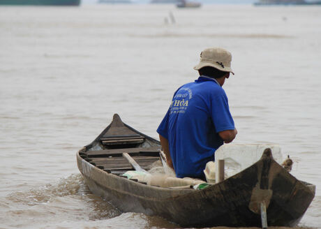 bootje op de Mekong Delta