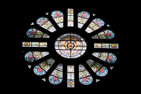 Zijraam glas-in-lood van de Basiliek van de H. Nicolaas