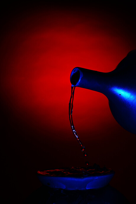 Rood en blauw.