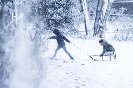 Spelen in de sneeuw