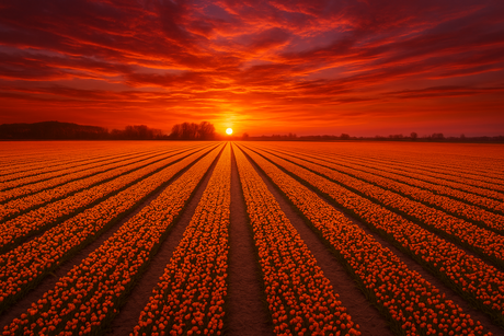 Tulpen bij zonsondergang 