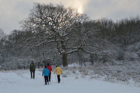 Wandelaars in de sneeuw