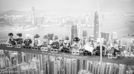 Lunch atop a skyscraper Lego edition