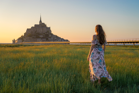 Zonsondergang bij Mont Saint Michel