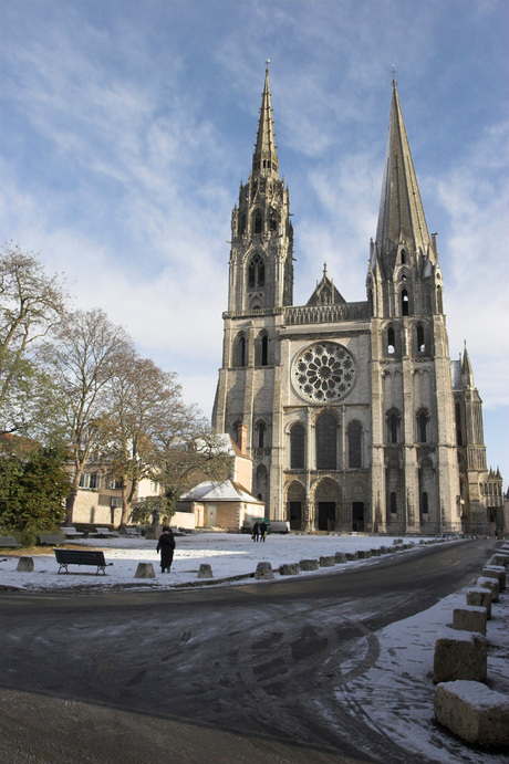 Kathedraal Chartres in de sneeuw