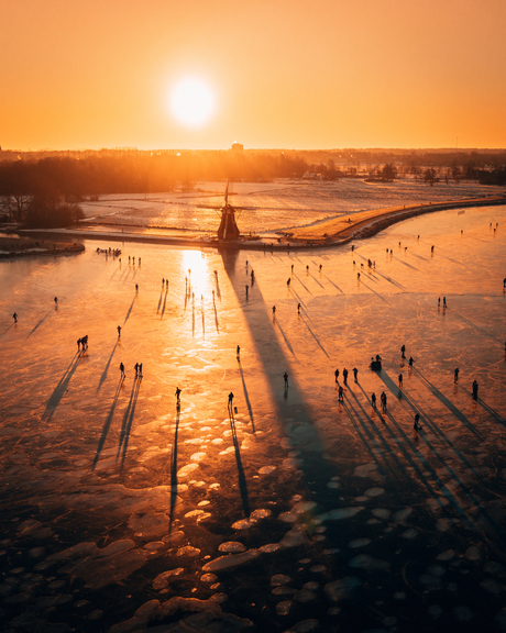 Schaatsen op het Paterswoldsemeer in Groningen