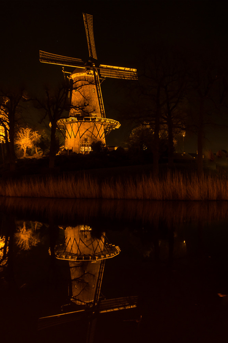 Molen bij nacht in Alkmaar