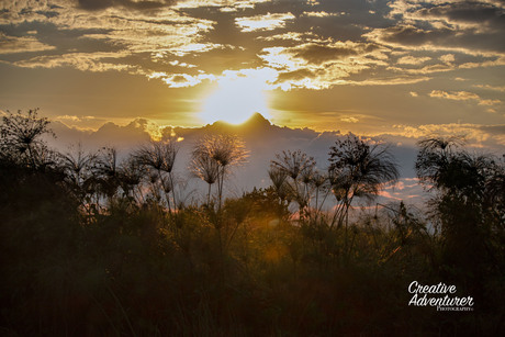 Okavango Delta bij zonsondergang