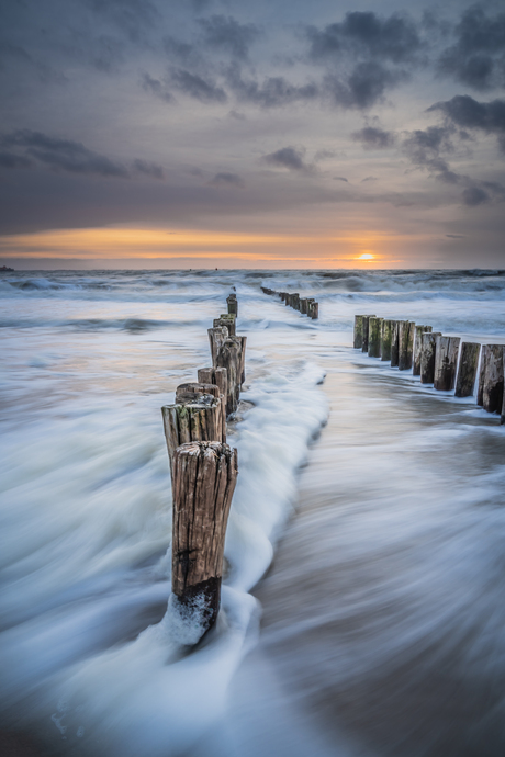 Lange exposure aan de kust