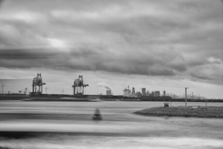 Maasvlakte, vanaf punt van Rozenburg