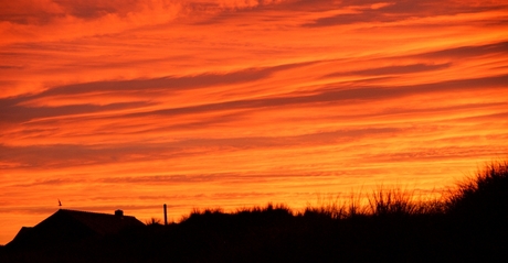 oranje lucht boven Terschelling