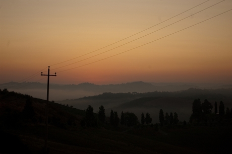 Ochtend mist boven Buonconento(Italie)