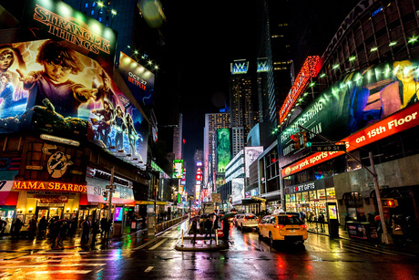 Time Square op een regenachtige dag