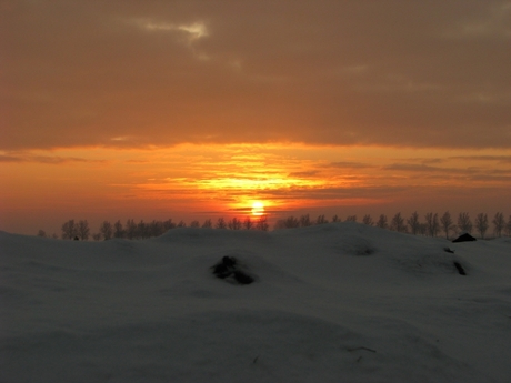 Ondergaande winterzon.