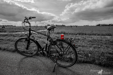 Cycling through a beautiful landscape. with a break