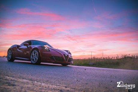 Alfa Romeo 4C at sunset
