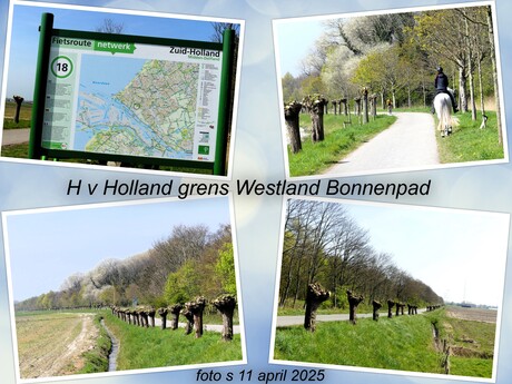 Collage  H v Holland Grens  Westland  bonnenpolder en pad  .  foto s 11 april 2025  