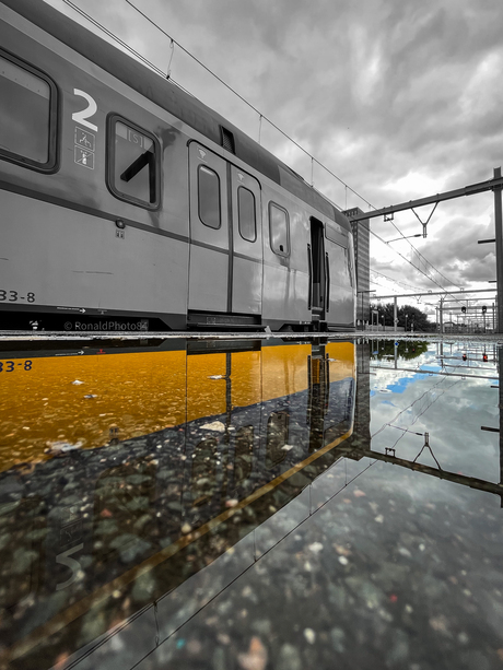 Reflectie van een trein!