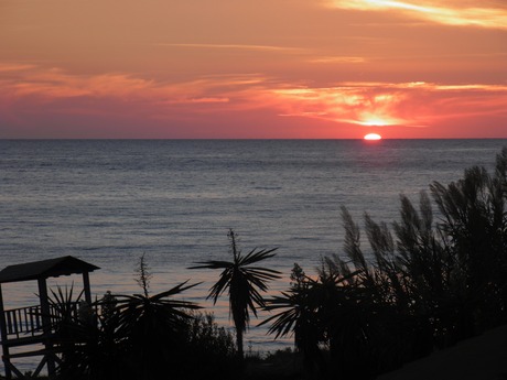 Ondergaande zon op Corfu