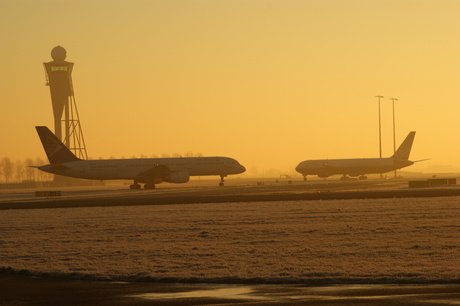 Koude ochtend bij Schiphol