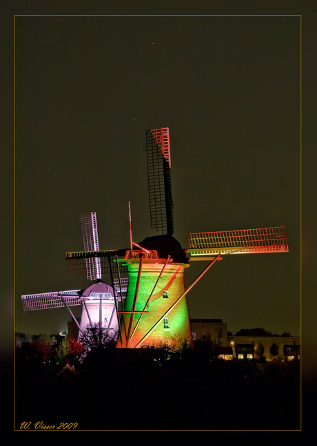 Verlichte molens Kinderdijk