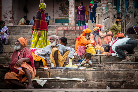 Ghats in Varanasi - India, leading to the banks of Ganges.