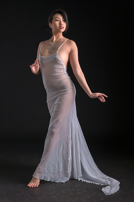 sophisticated lady in diaphanous dress