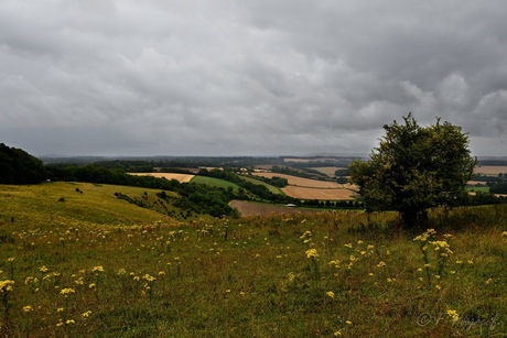 Engels landschap in slecht weer