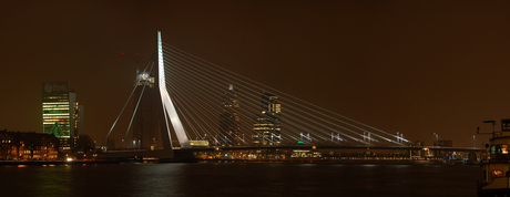 Panorama Erasmusbrug bij nacht