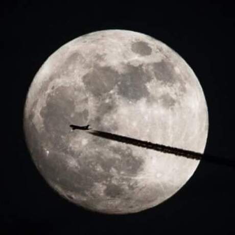 Moon and airplane